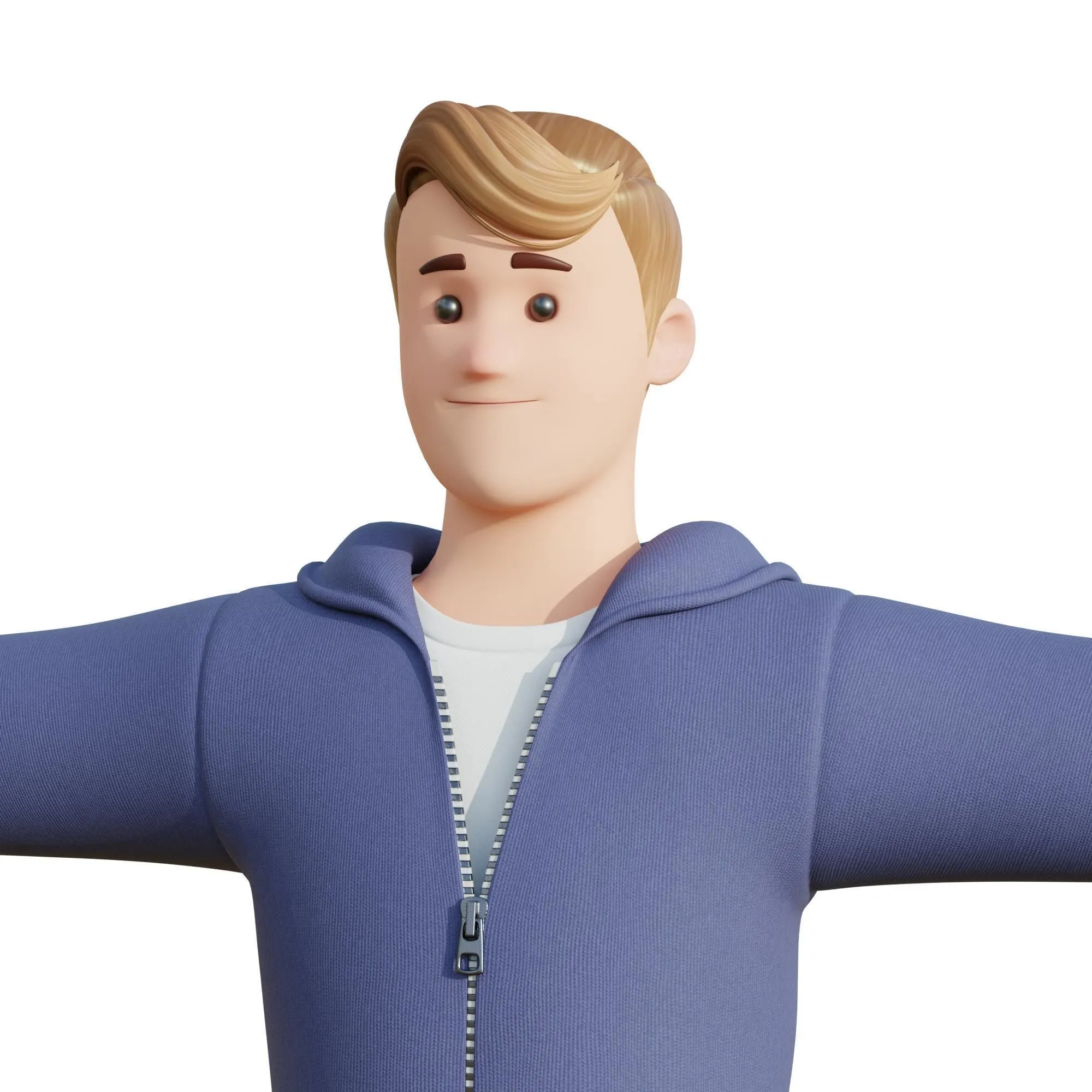 Cartoon Man Illustration 3D model additional view